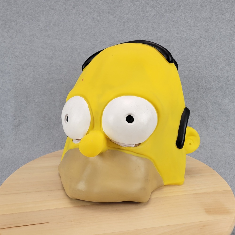 Disguise Homer Simpson Mask Adult OS Yellow 2009 Y2K Vinyl Costume Accessory